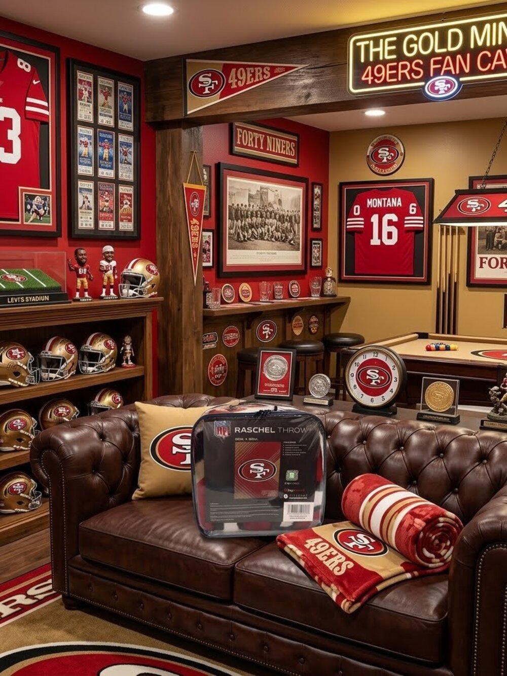 NWT Official NFL SF 49ERS Team Raschel Throw Blanket 60x80 Twin